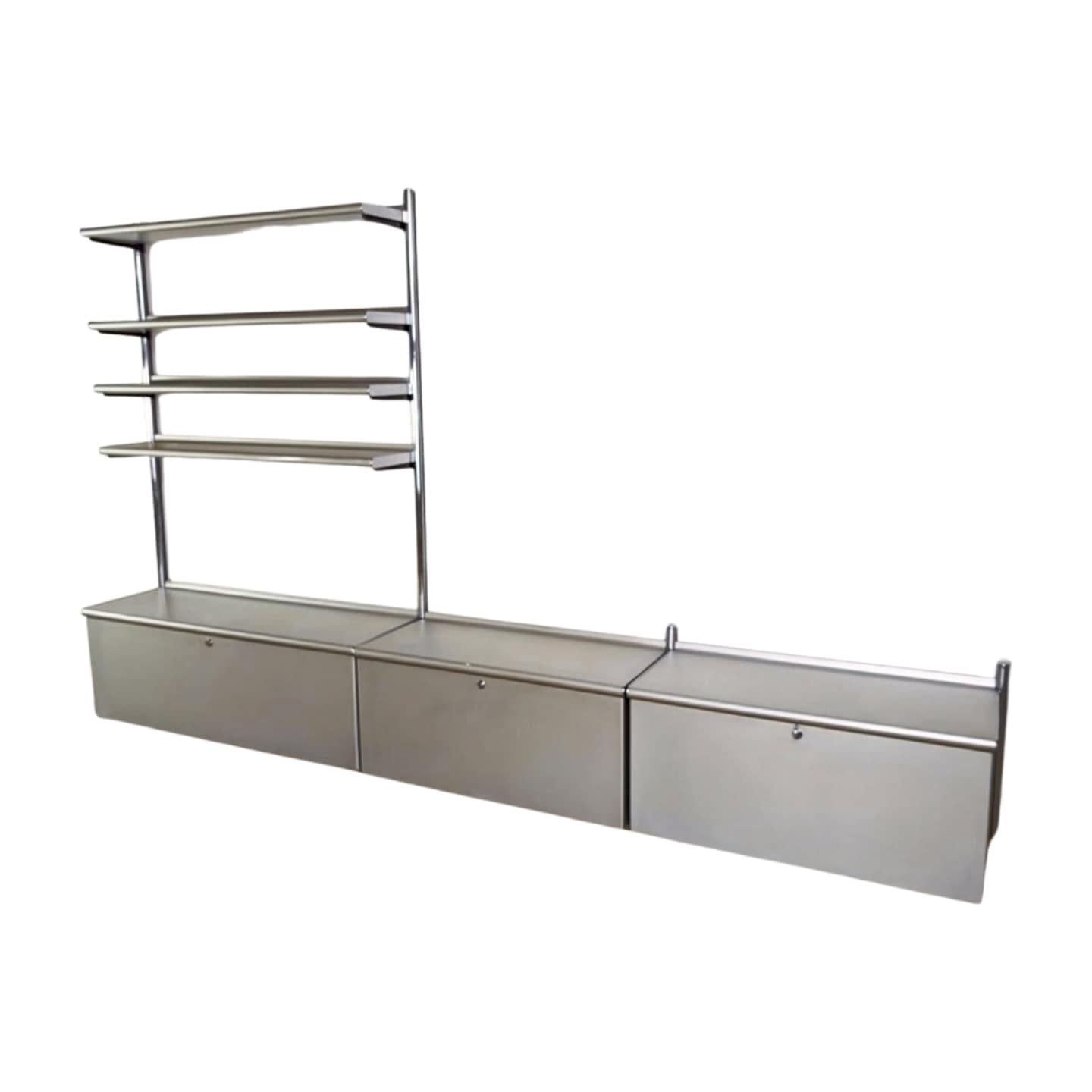 Mid-Century Modern Otto Zapf Regalsystem Vitra Vieler Wingset Wandregal Aluminium en vente