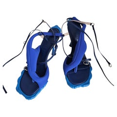 Ottolinger Flower Heels Blue Sandals Shoes Pumps Cobalt Size 39 EU 9 US
