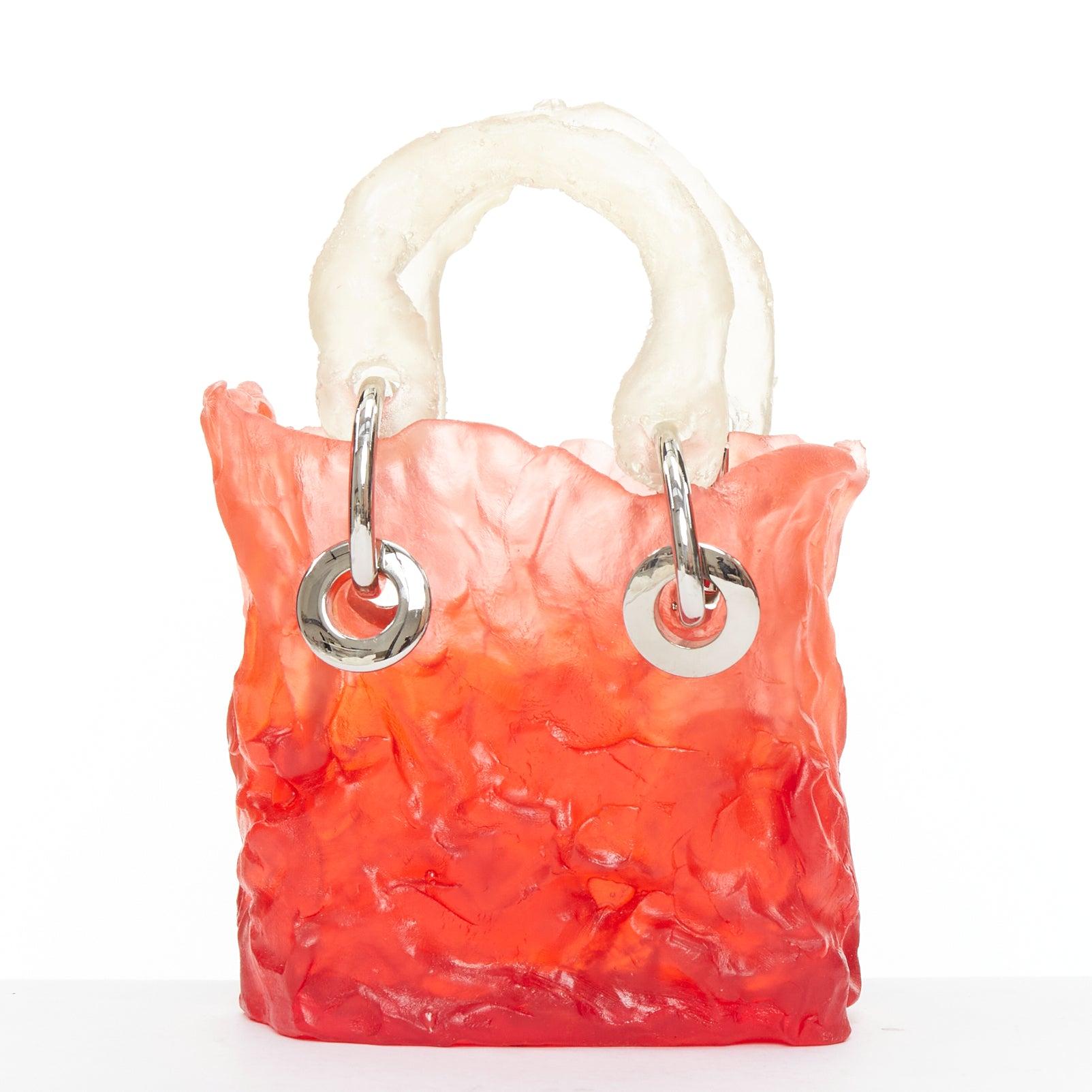 Women's OTTOLINGER Otto handcrafted red clear ombre jelly hardware top handle bag For Sale