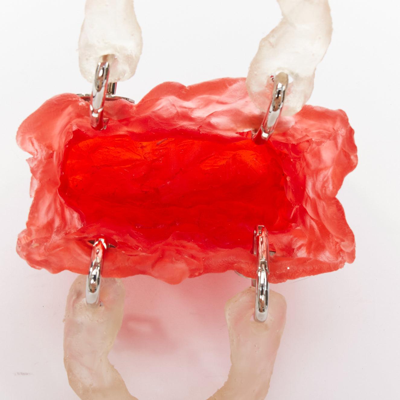 OTTOLINGER Otto handcrafted red clear ombre jelly hardware top handle bag For Sale 4