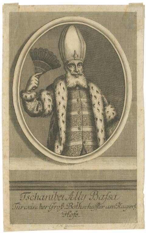 Ottoman Ambassador Portrait Engraving, Bernigeroth, Turkish Envoy, c.1740