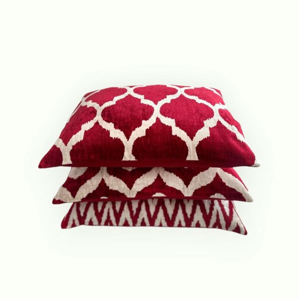 Turkish Ottoman Antique Motif Silk Handwoven Silk Velvet Cushion For Sale