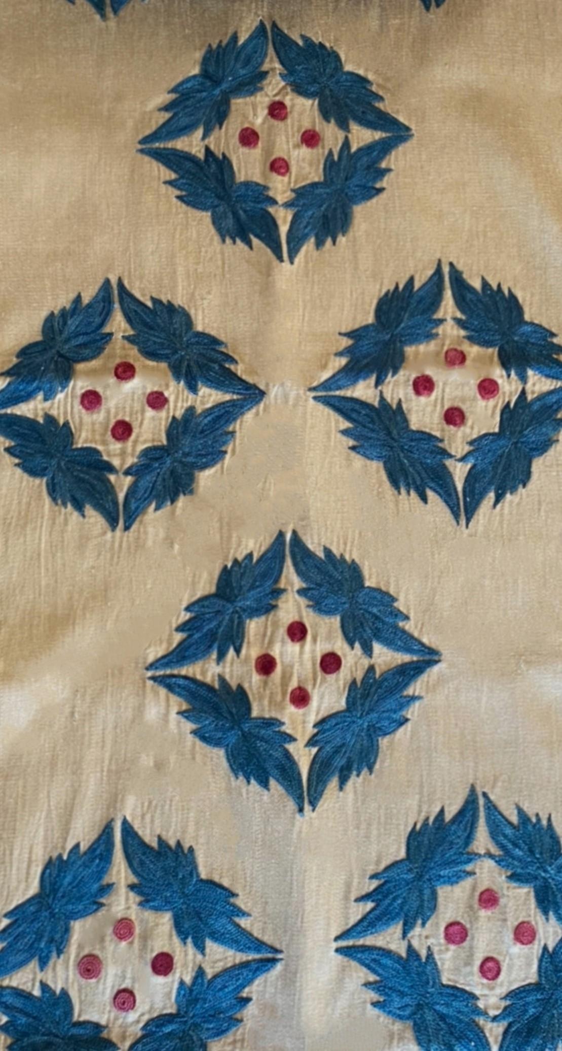 Cotton Ottoman Antique Suzani Silk Hand Embroidered Runner (Early 20th Century) For Sale