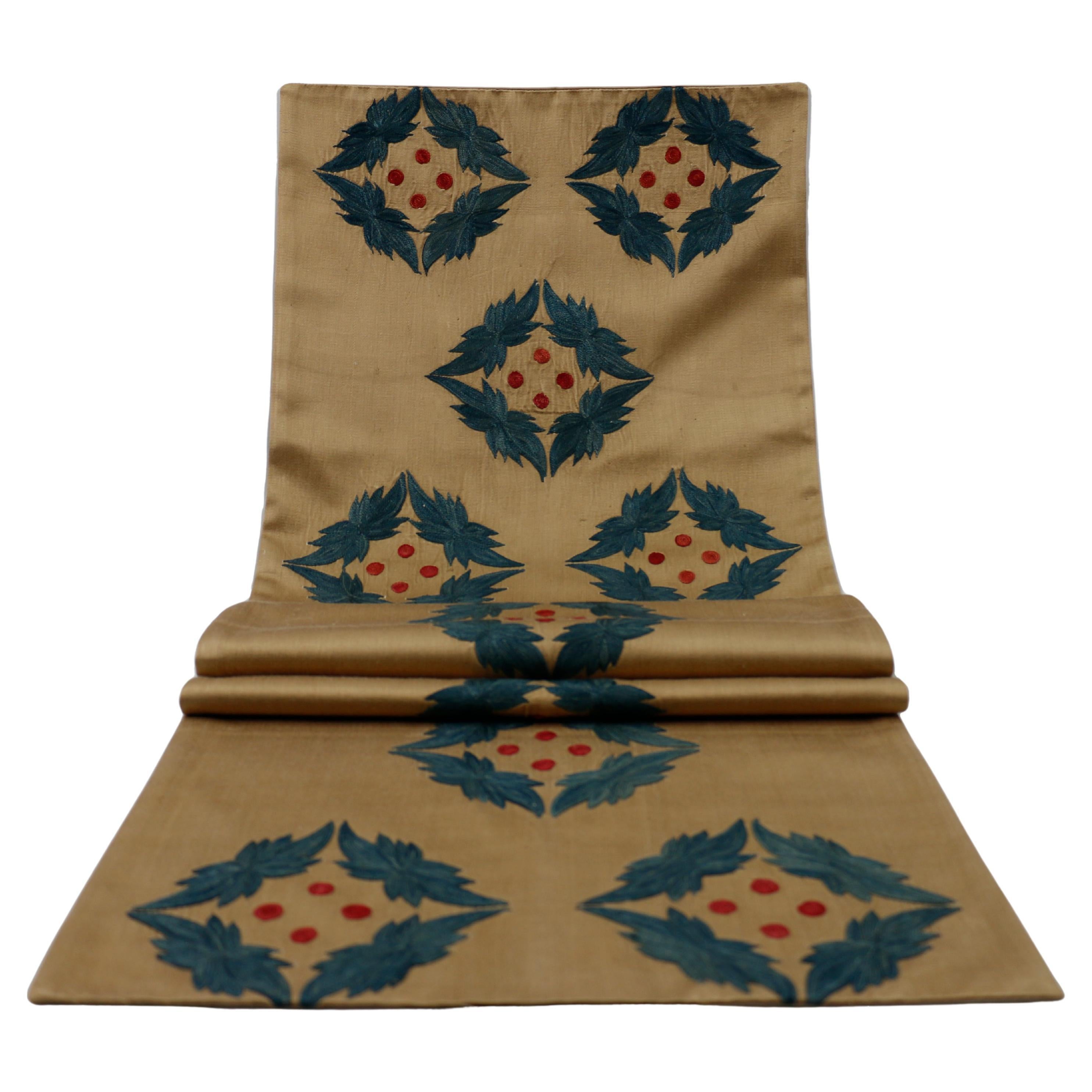 Ottoman Antique Suzani Silk Hand Embroidered Runner (Early 20th Century) For Sale