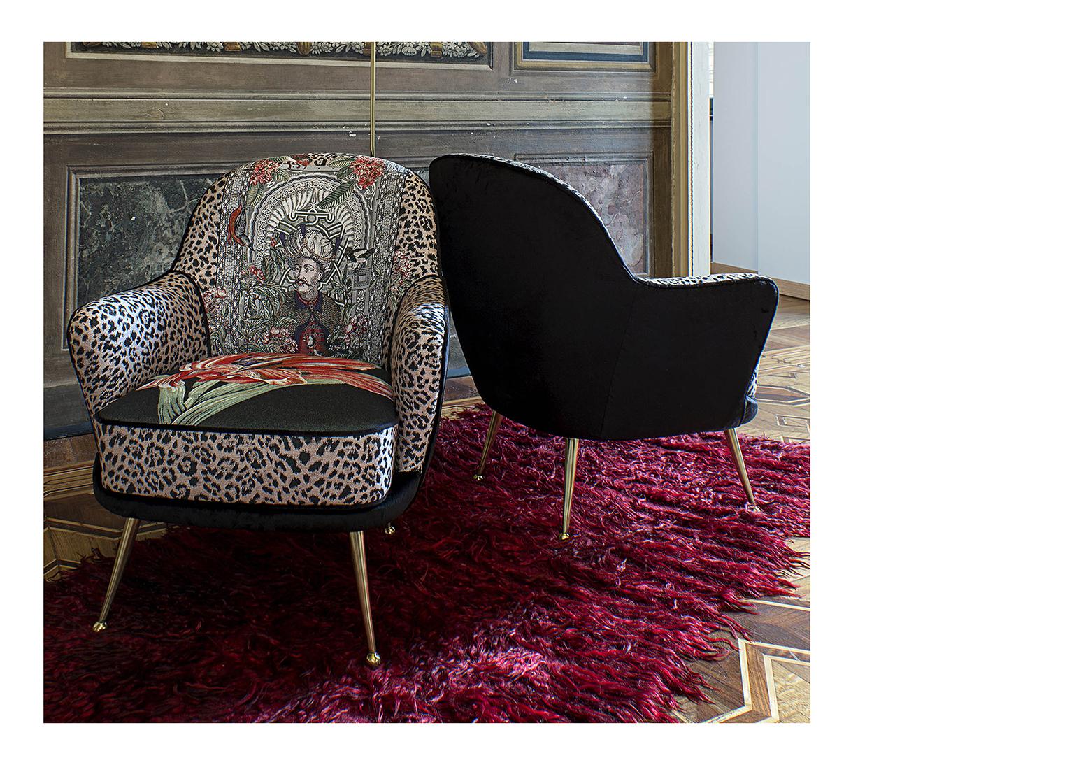 Italian Mid Century Style Limited edition Armchair with brass legs In New Condition In Scandicci, Florence