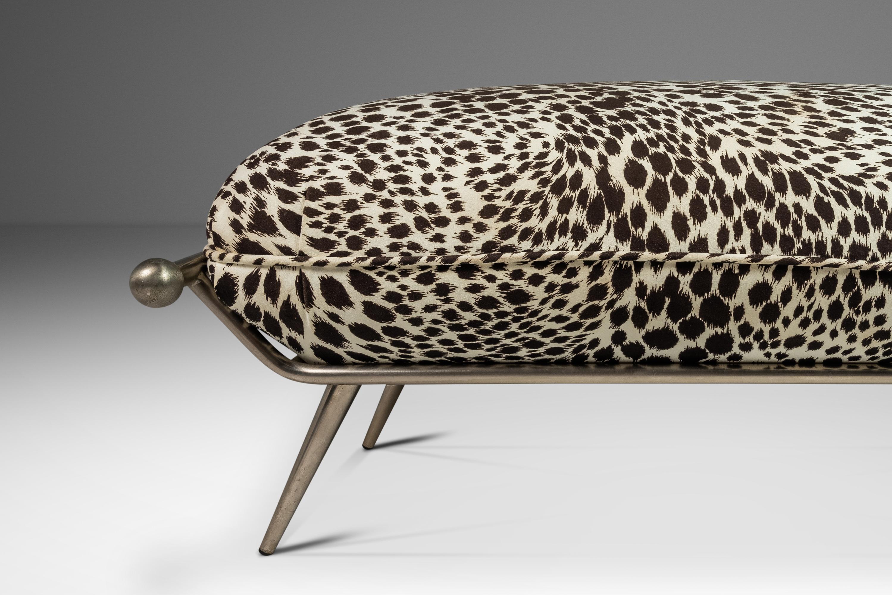 Ottoman/Bench in Animal Print by Milo Baughman for Carson's, USA, c. 1980's 5