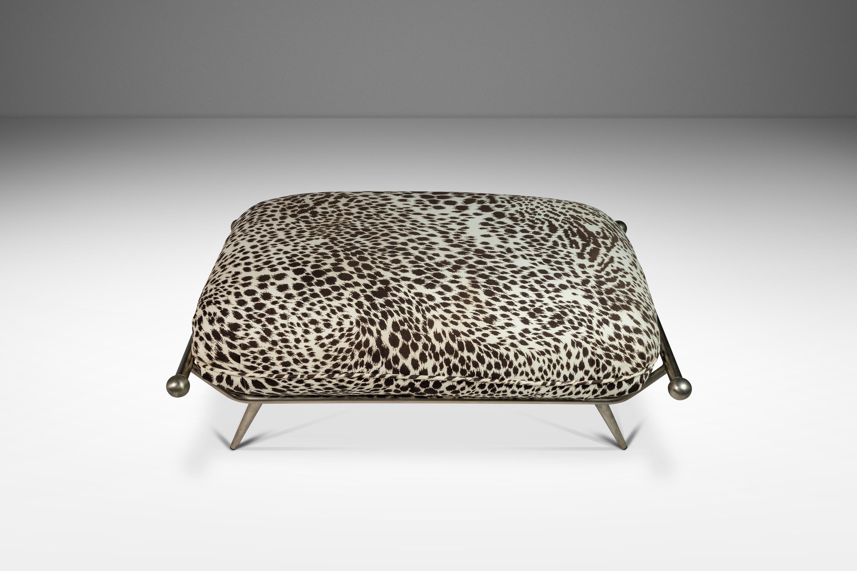 Mid-Century Modern Ottoman/Bench in Animal Print by Milo Baughman for Carson's, USA, c. 1980's