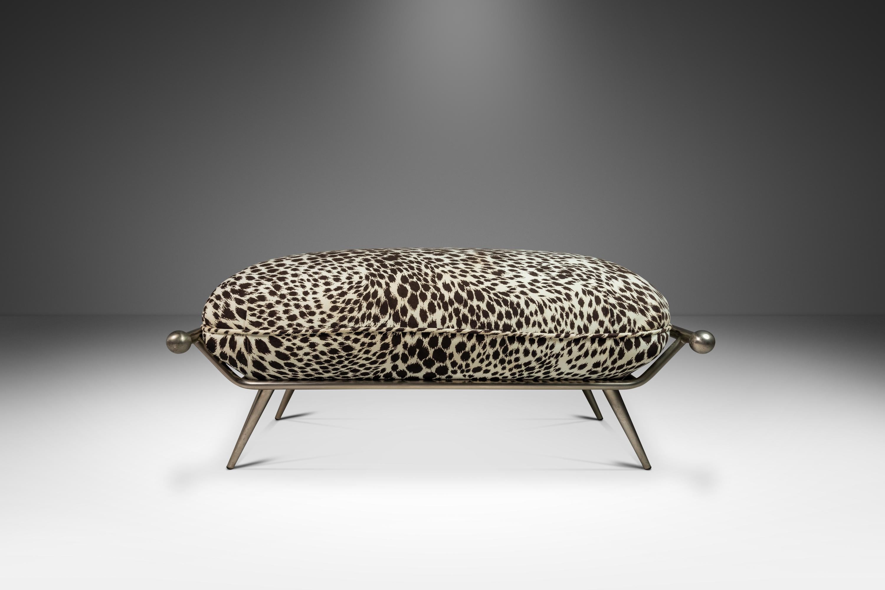 American Ottoman/Bench in Animal Print by Milo Baughman for Carson's, USA, c. 1980's