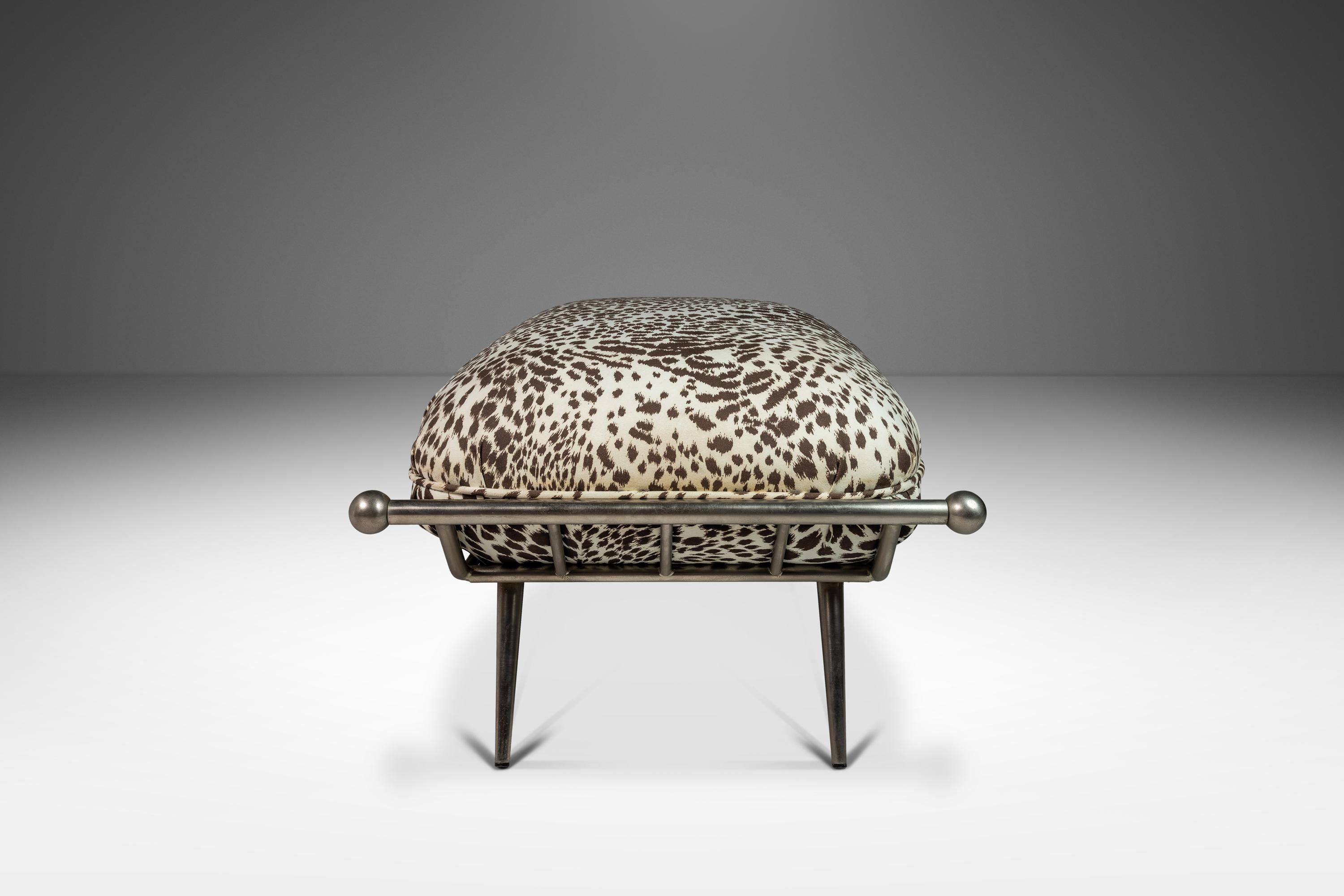 Late 20th Century Ottoman/Bench in Animal Print by Milo Baughman for Carson's, USA, c. 1980's