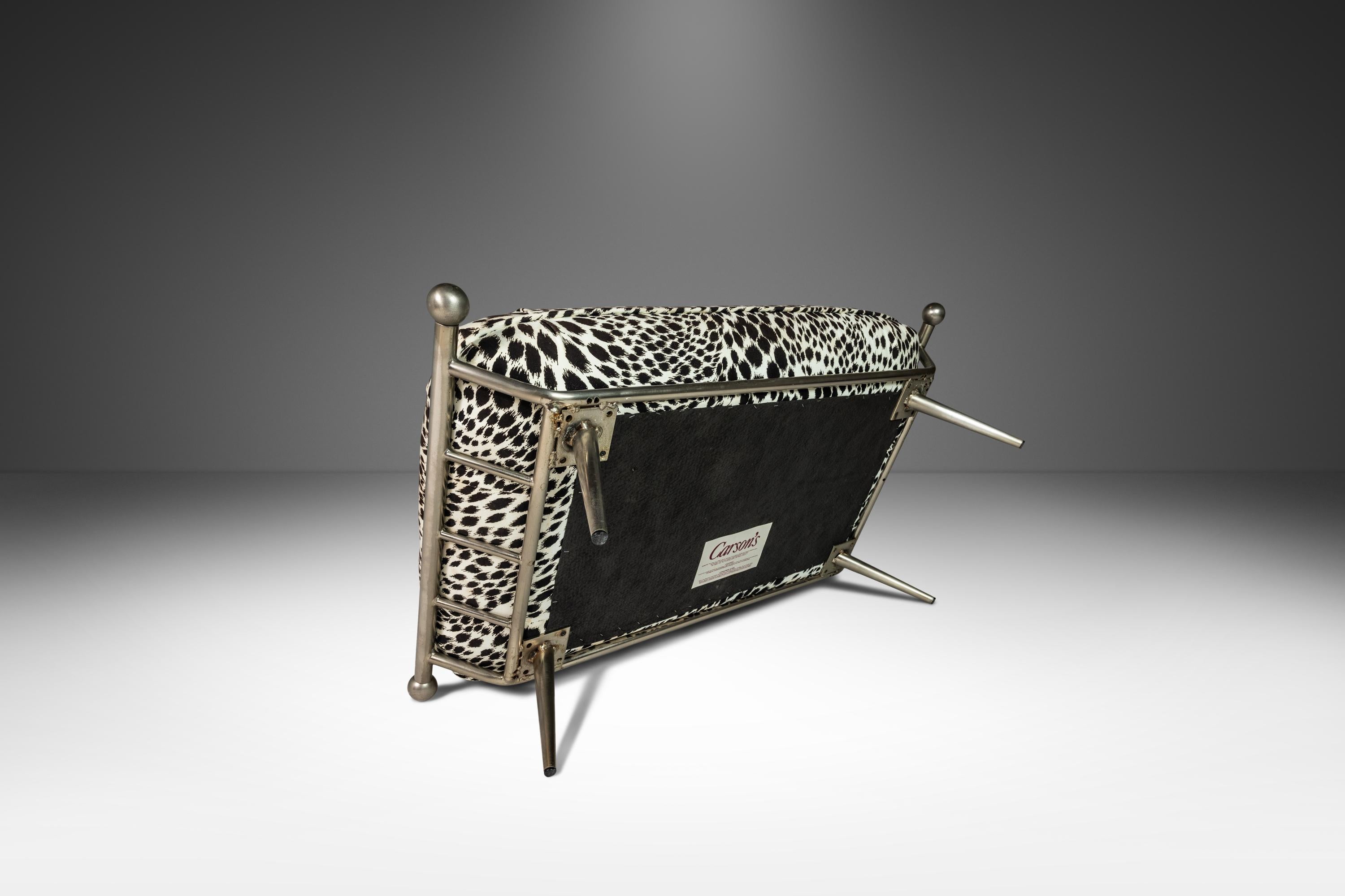 Aluminum Ottoman/Bench in Animal Print by Milo Baughman for Carson's, USA, c. 1980's