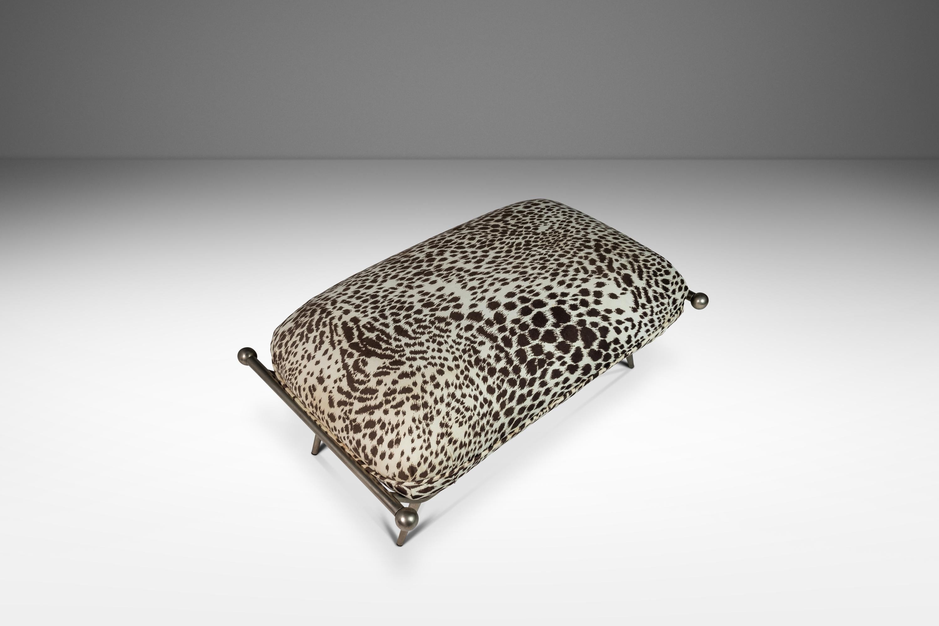 Ottoman/Bench in Animal Print by Milo Baughman for Carson's, USA, c. 1980's 1