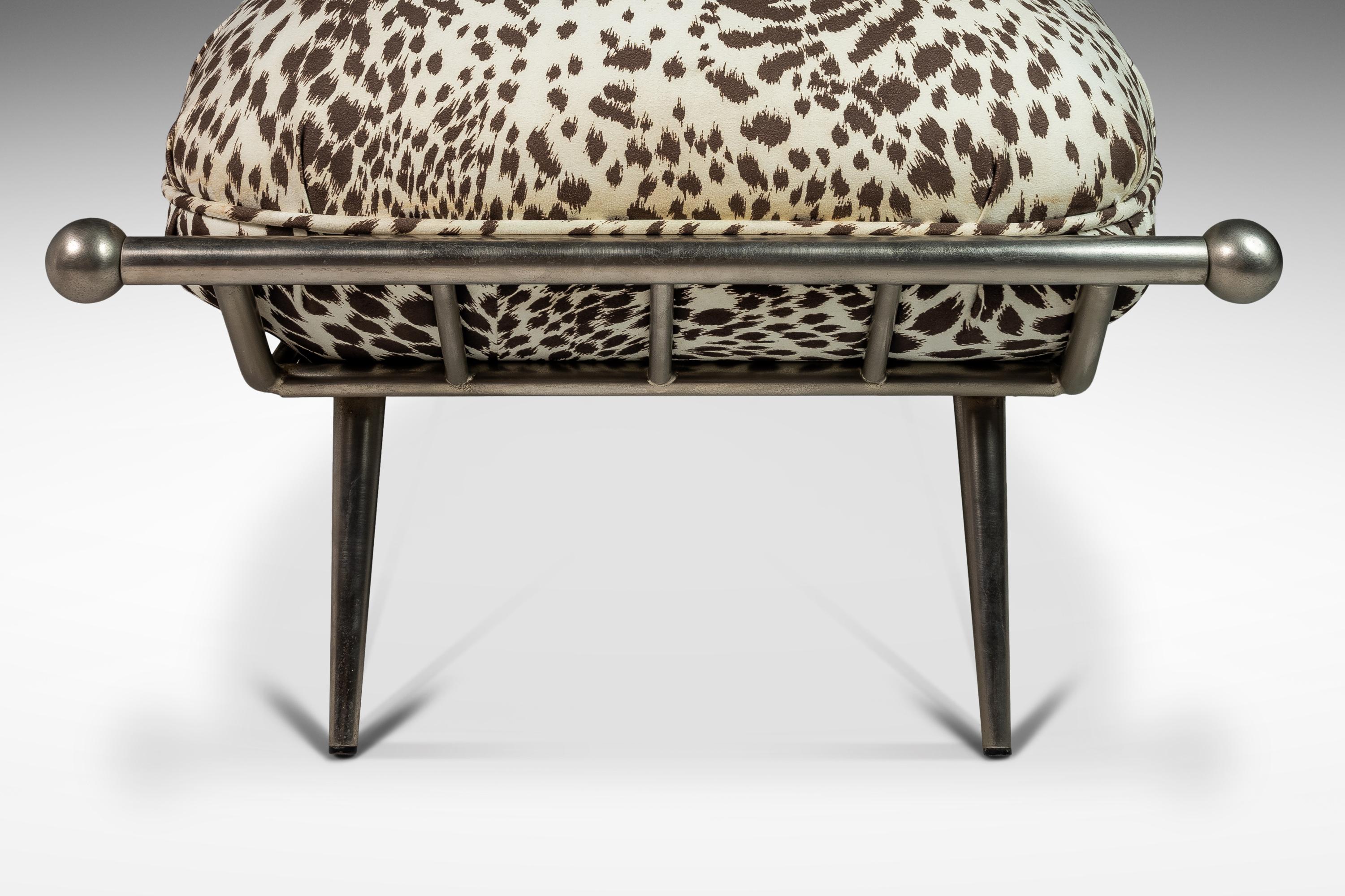 Ottoman/Bench in Animal Print by Milo Baughman for Carson's, USA, c. 1980's 2