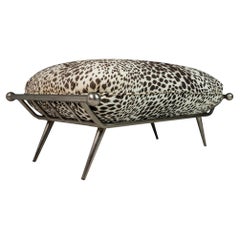 Ottoman/Bench in Animal Print by Milo Baughman for Carson's, USA, c. 1980's