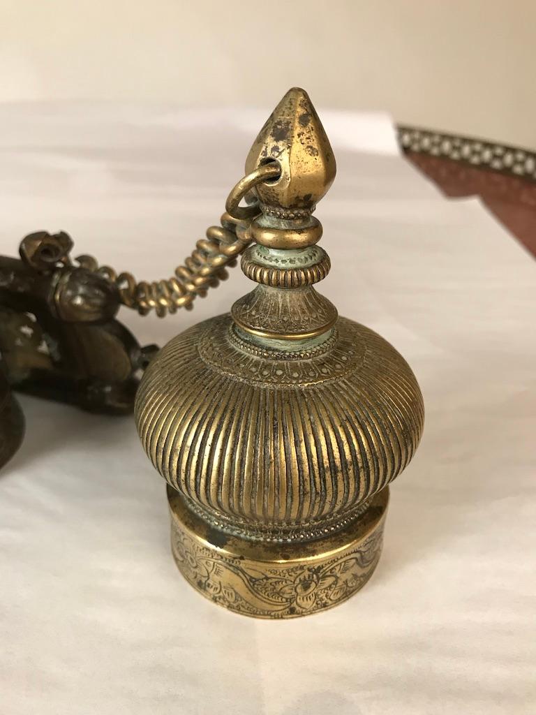 Ottoman Brass Inkwell and Pen Case Qalamdan For Sale 2