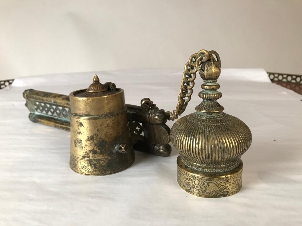 Ottoman Brass Inkwell and Pen Case Qalamdan For Sale 4