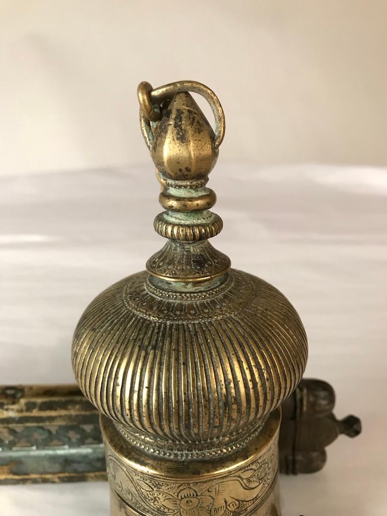 Ottoman Brass Inkwell and Pen Case Qalamdan For Sale 12