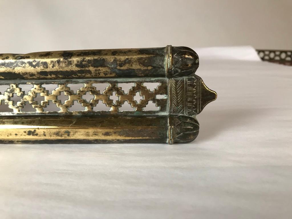 Islamic Ottoman Brass Inkwell and Pen Case Qalamdan For Sale