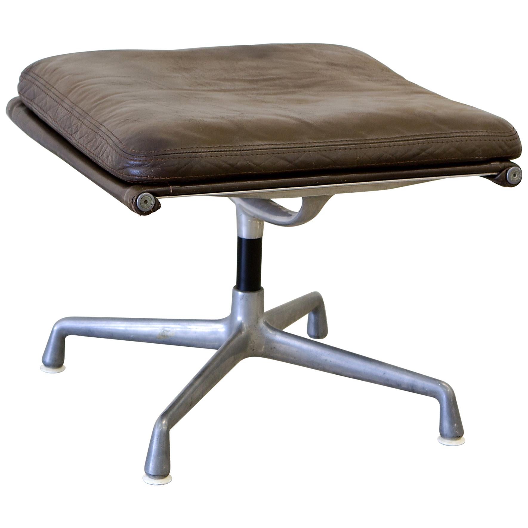 Ottoman by Herman Miller of Leather and Stainless Steel Base