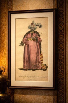 Ottoman Chief Black Eunuch Costume Print, Hand-Colored, 1749