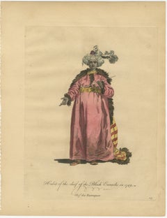 Ottoman Chief Black Eunuch Costume Print, Hand-Colored, 1749