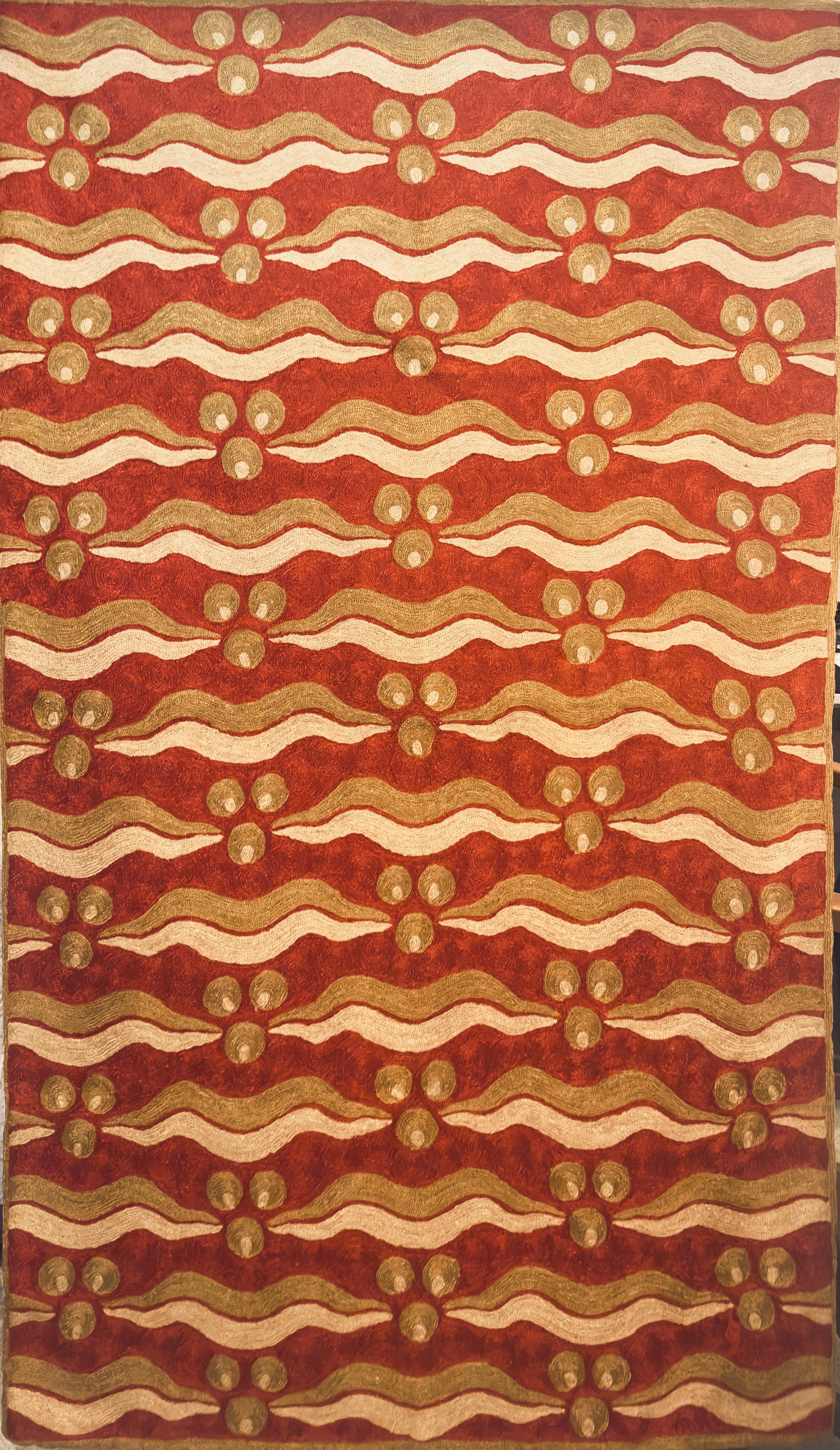 Ottoman Chintamani Motif Silk Hand-Embroidered Suzani Carpet For Sale