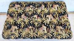 Ottoman Coffee Table Oversized Tufted Rolling African Asian Elephants Monkeys