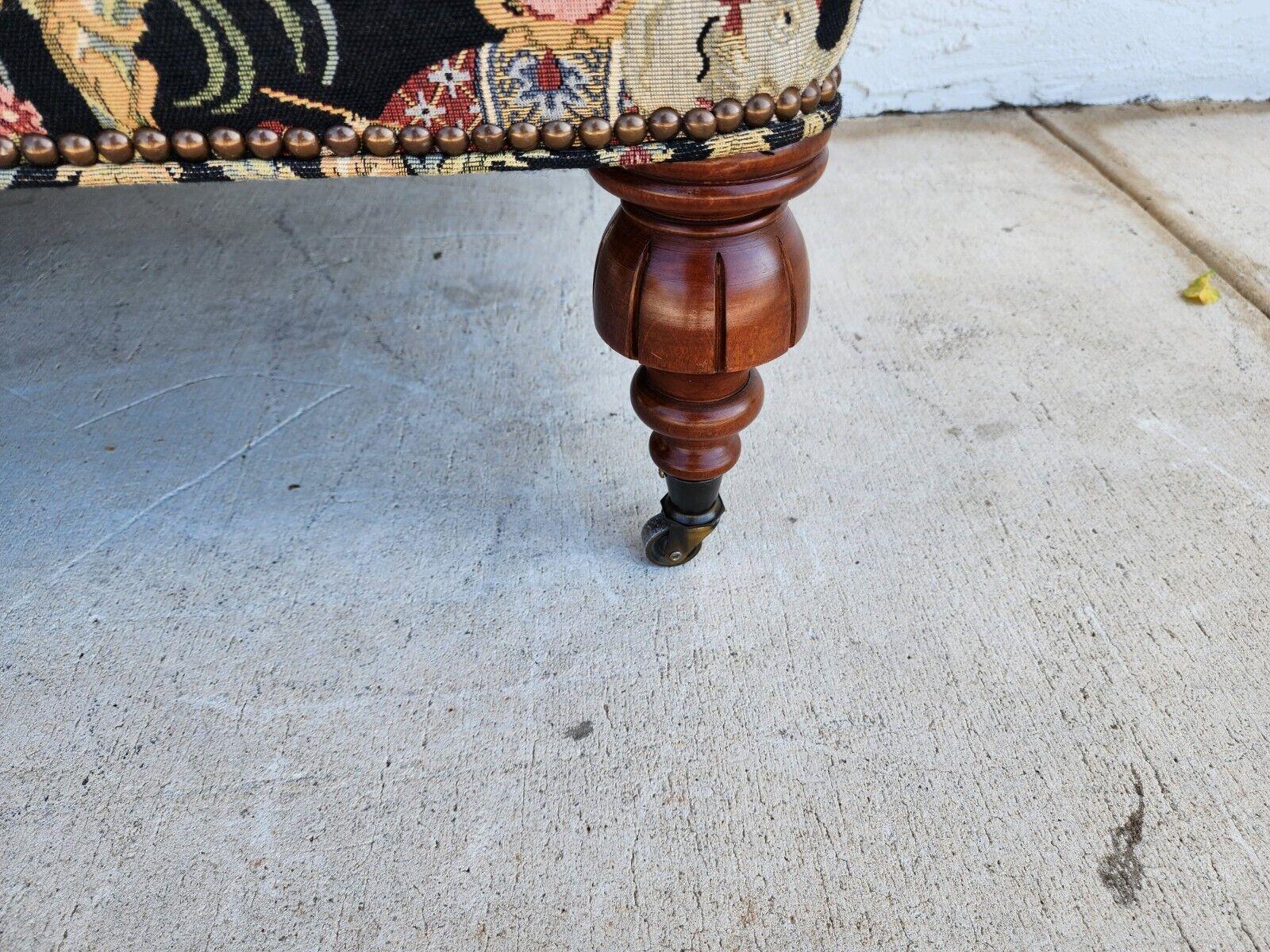 Late 20th Century Ottoman Coffee Table Oversized Tufted Rolling African Asian Elephants Monkeys For Sale