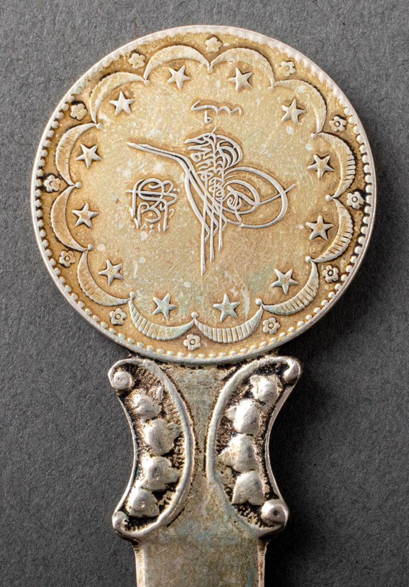 Ottoman Coin-Set Turkish Silver Letter Openers, 4 1