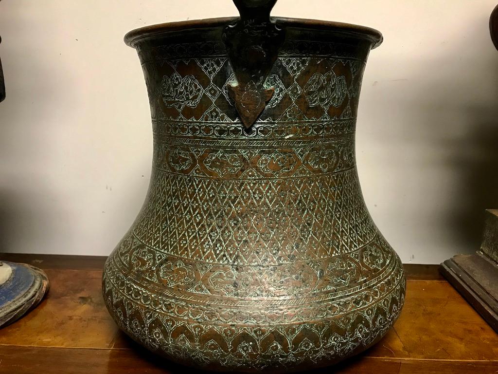 Ottoman Copper Bucket With Incised Decoration For Sale 4