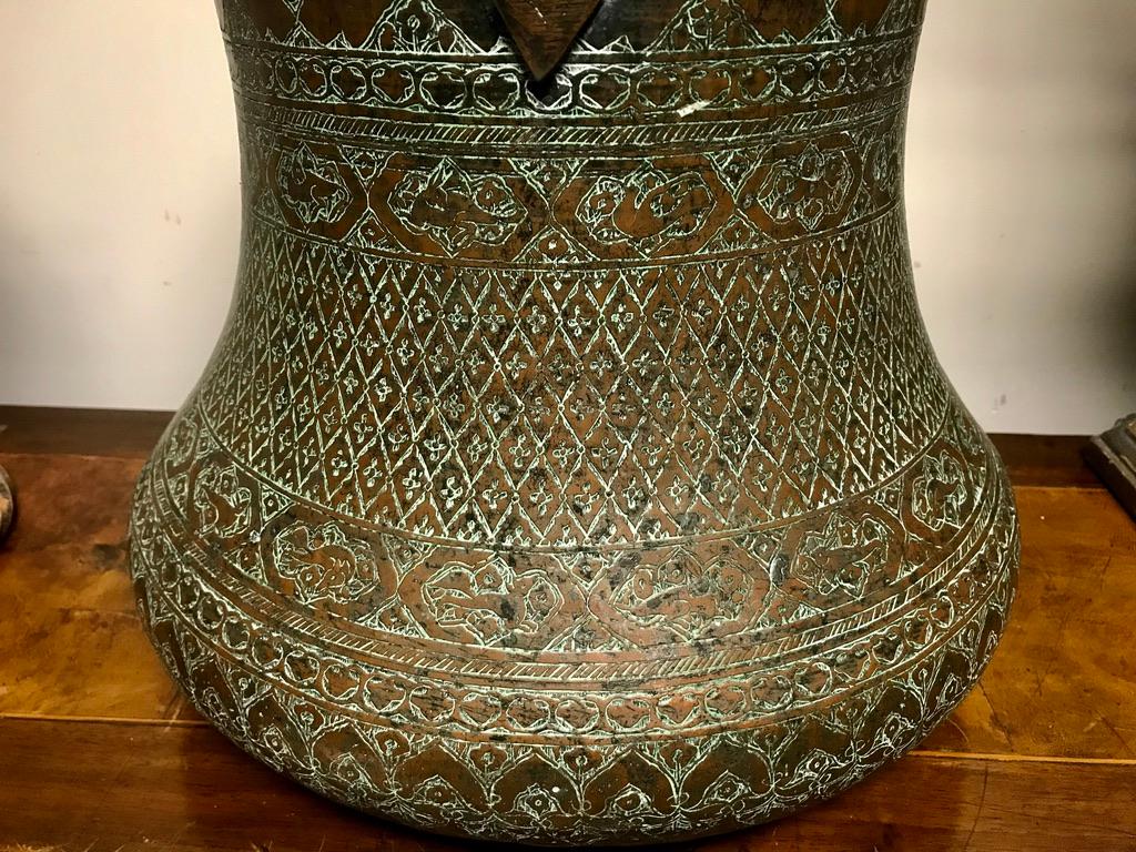 Ottoman Copper Bucket With Incised Decoration For Sale 5