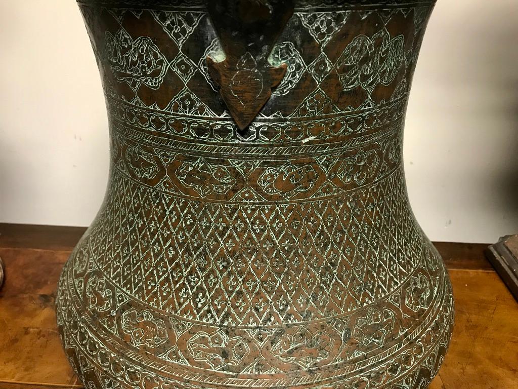 Ottoman Copper Bucket With Incised Decoration For Sale 6