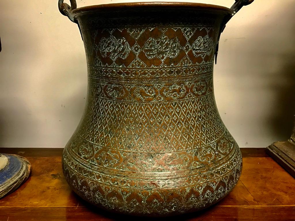 Ottoman Copper Bucket With Incised Decoration For Sale 1