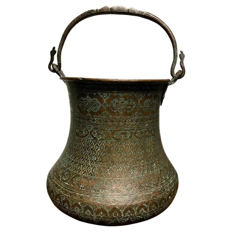 Ottoman Copper Bucket With Incised Decoration Ottoman Copper Bucket With Incised Decoration