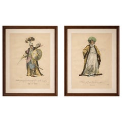 Ottoman Costume Engravings Pair, Spahi Commander & Emir Basha, 1749