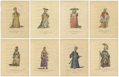 Ottoman Costume Prints, Hand-Colored Engravings, Set of 8, 1767