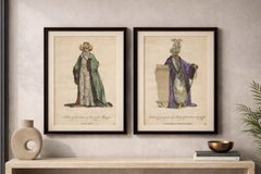 Ottoman Costume Prints Pair, Imam & Court Official, Hand-Colored 1749