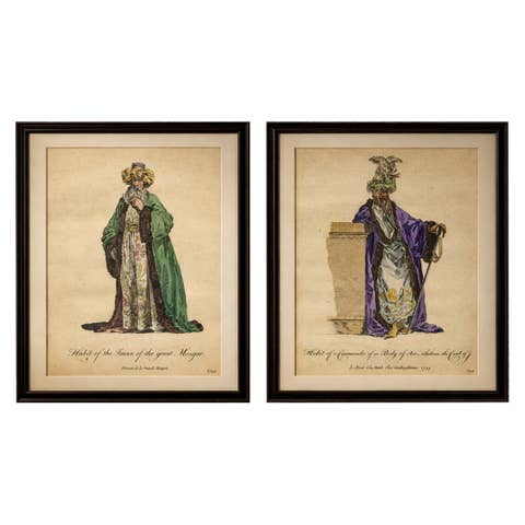 Ottoman Costume Prints Pair, Imam & Court Official, Hand-Colored 1749