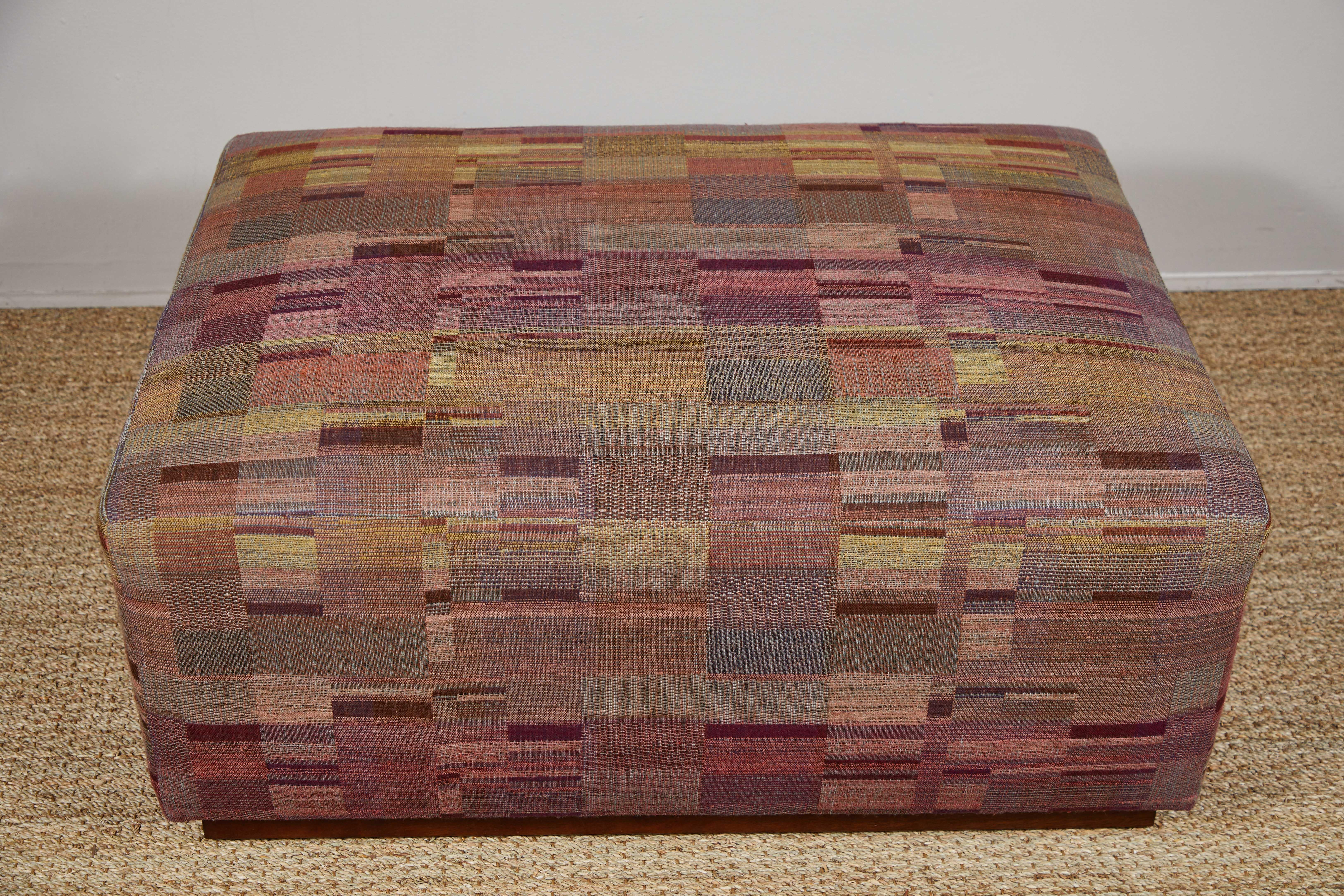 Ottoman Covered in Handwoven Indian Fabric In New Condition For Sale In Los Angeles, CA