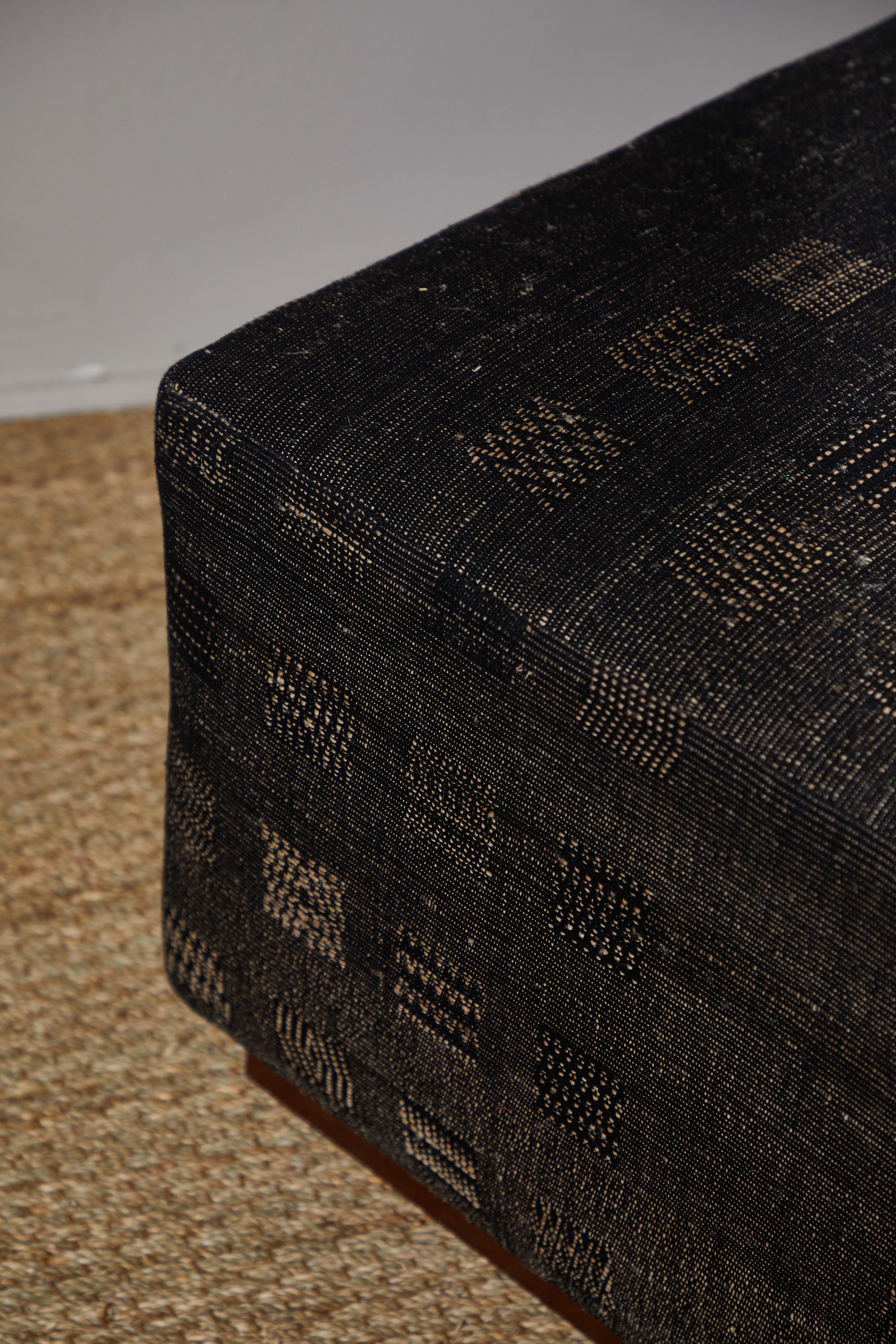 Ottoman Covered in Handwoven Indian Fabric For Sale 1
