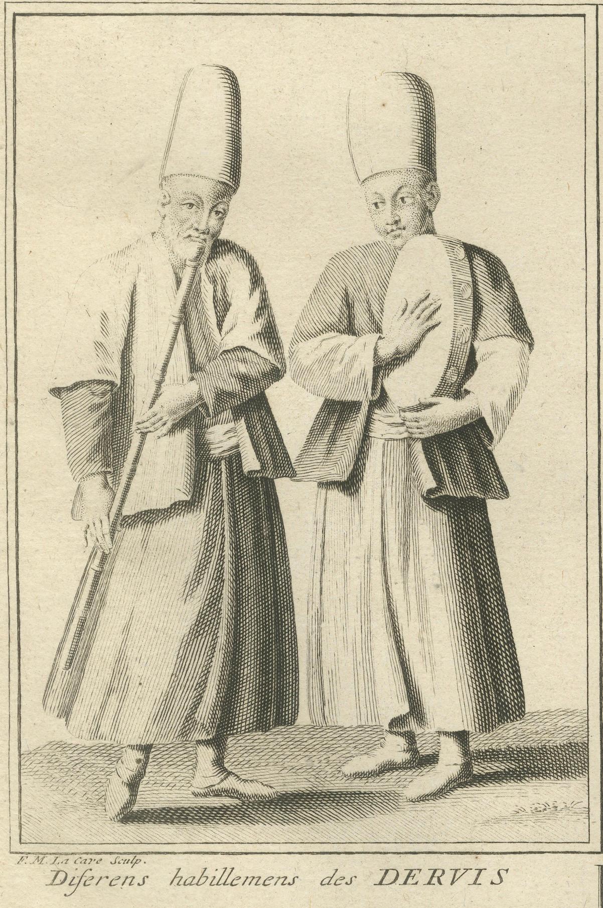 Papier Costumes et soldats ottomans du 18e siècle, gravés en 1734 en vente