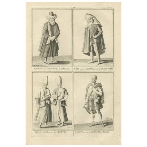 Ottoman Dervish Costumes and Soldiers from the 18th Century, Engraved in 1734