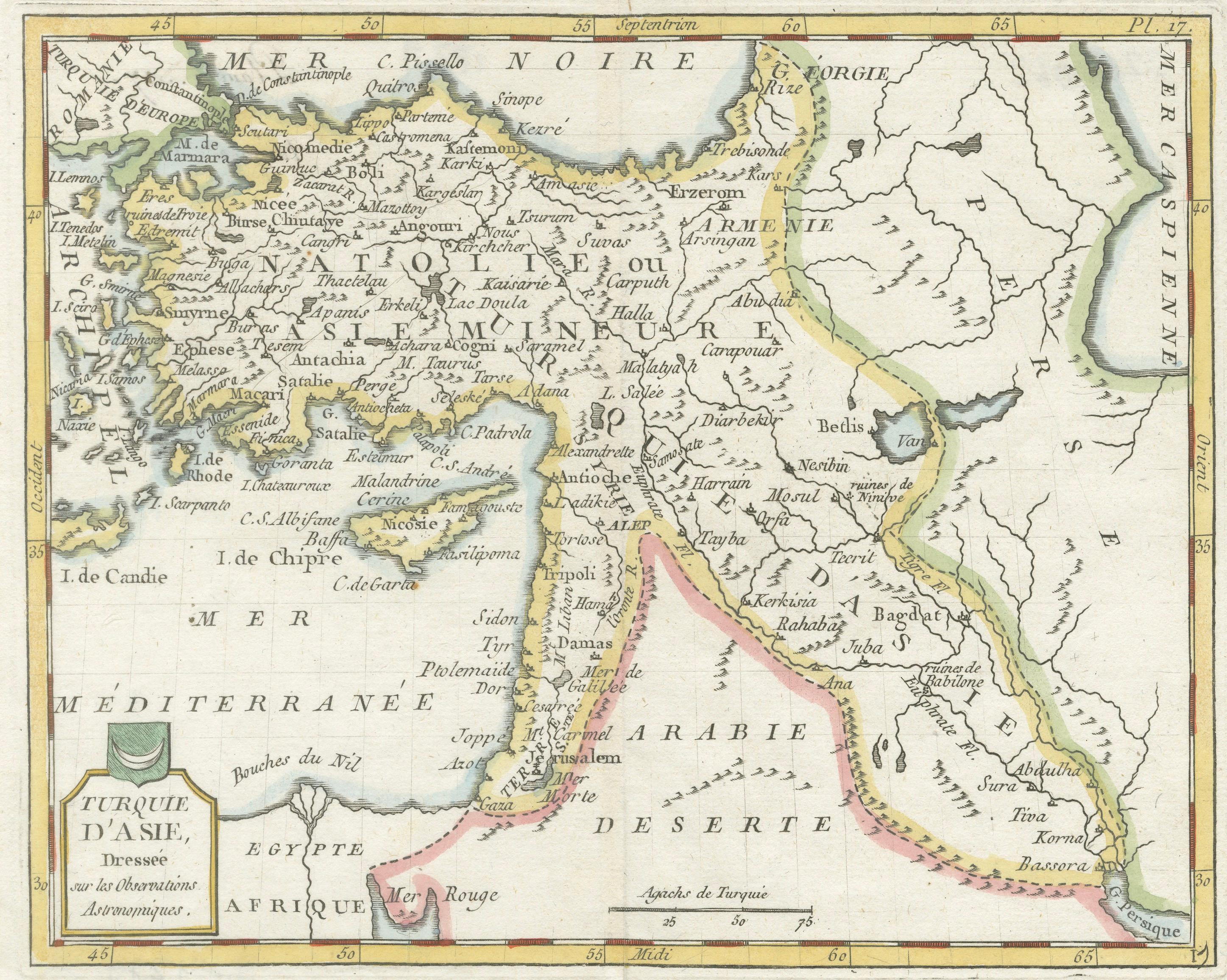 Ottoman Empire Asia Map, Turquie d’Asie by La Porte, Paris, 1779