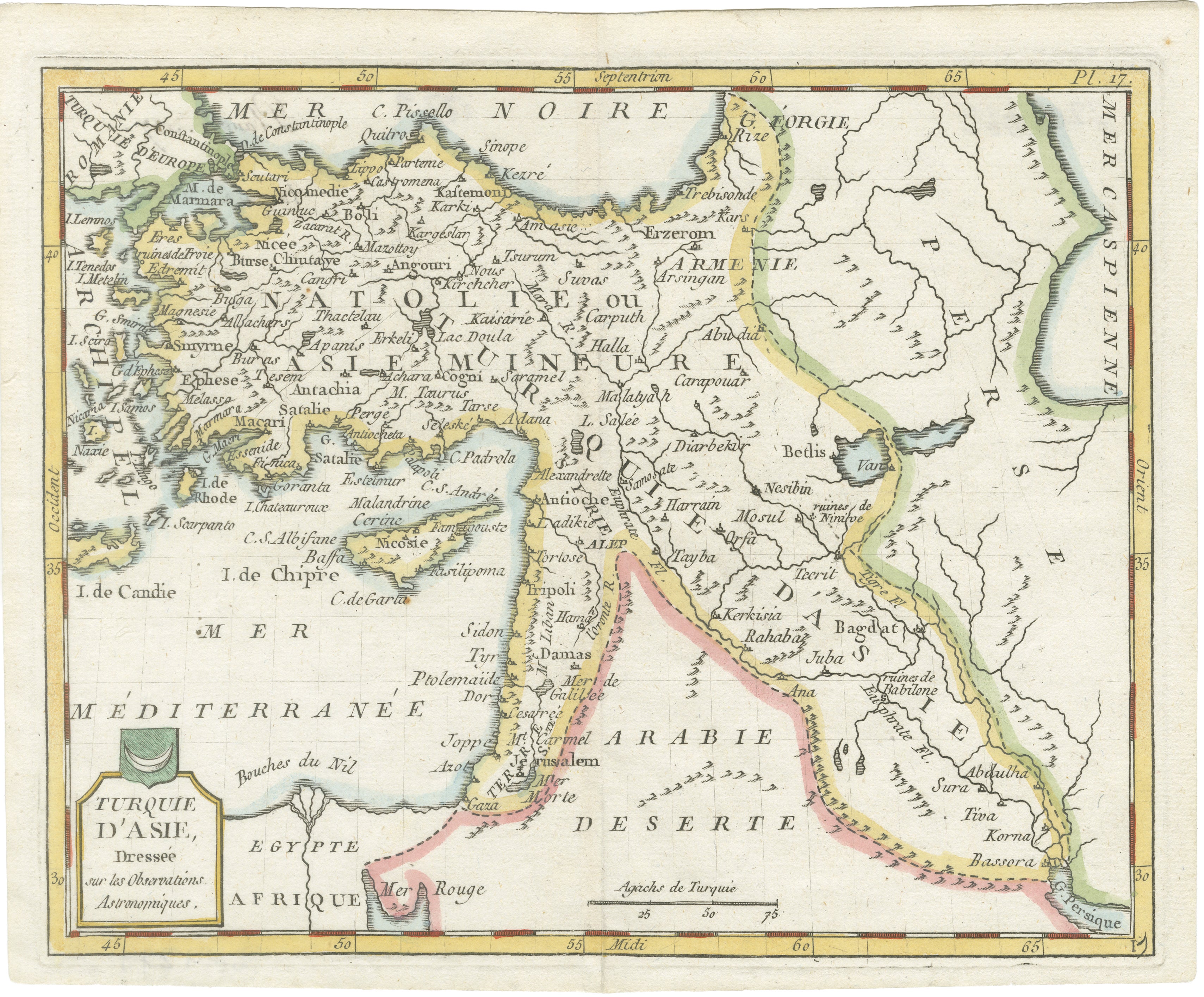 Ottoman Empire Asia Map, Turquie d’Asie by La Porte, Paris, 1779
