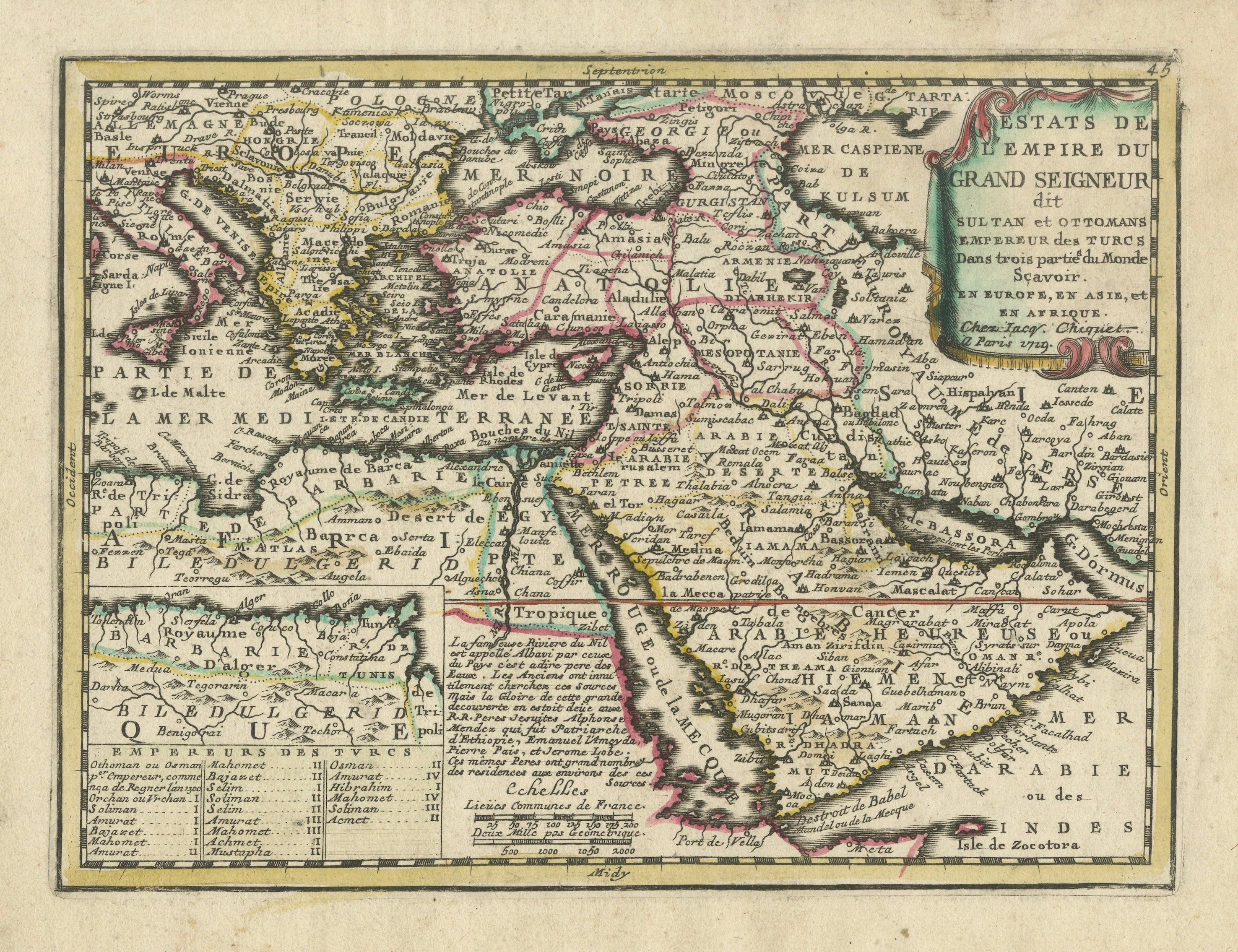 Ottoman Empire Map 1719 – Europe Asia Africa, Jean Chiquet, Paris For Sale