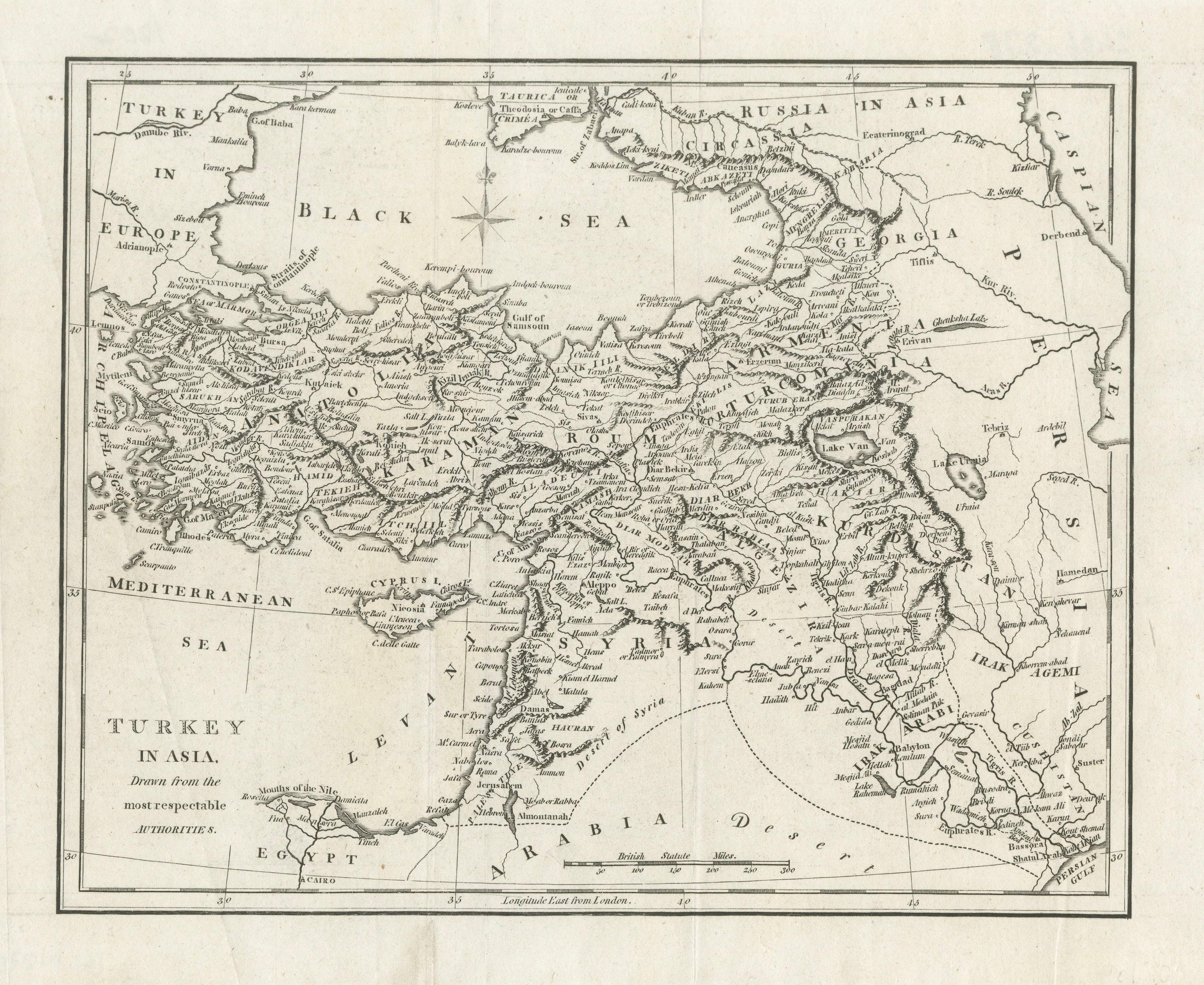 Ottoman Empire Map — Turkey in Asia, Syria & Mesopotamia, c.1830