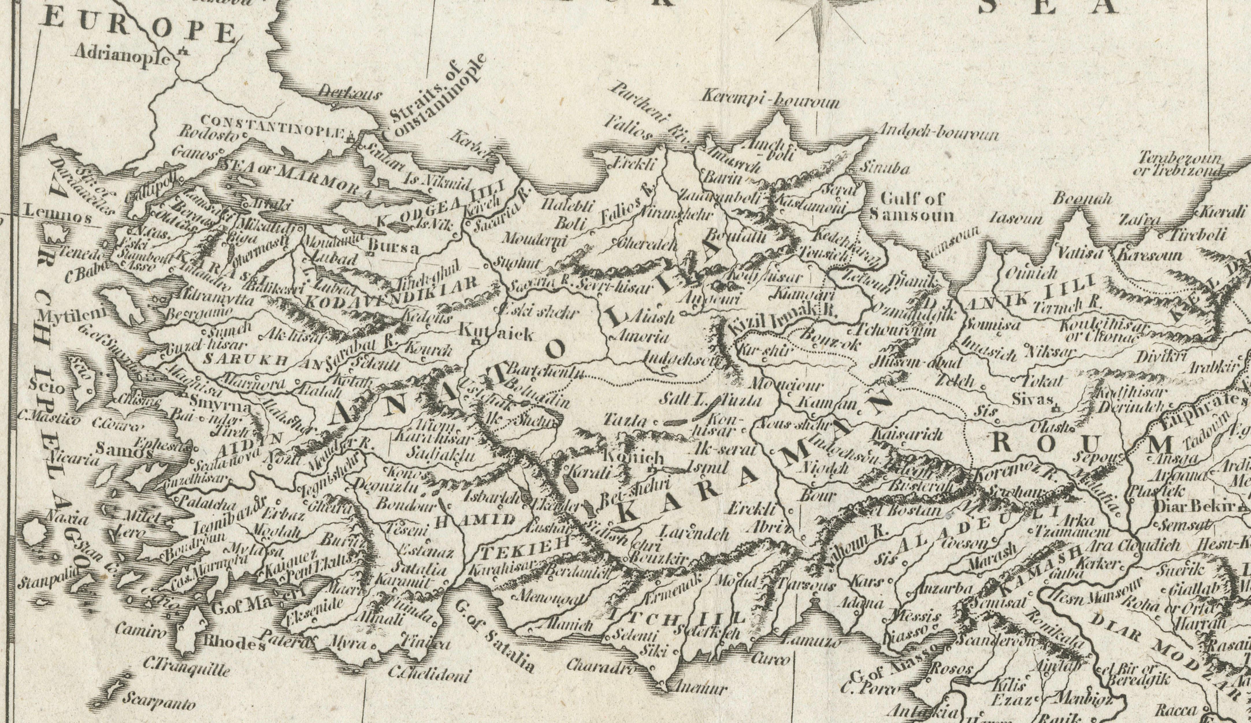 Ottoman Empire Map — Turkey in Asia, Syria & Mesopotamia, c.1830