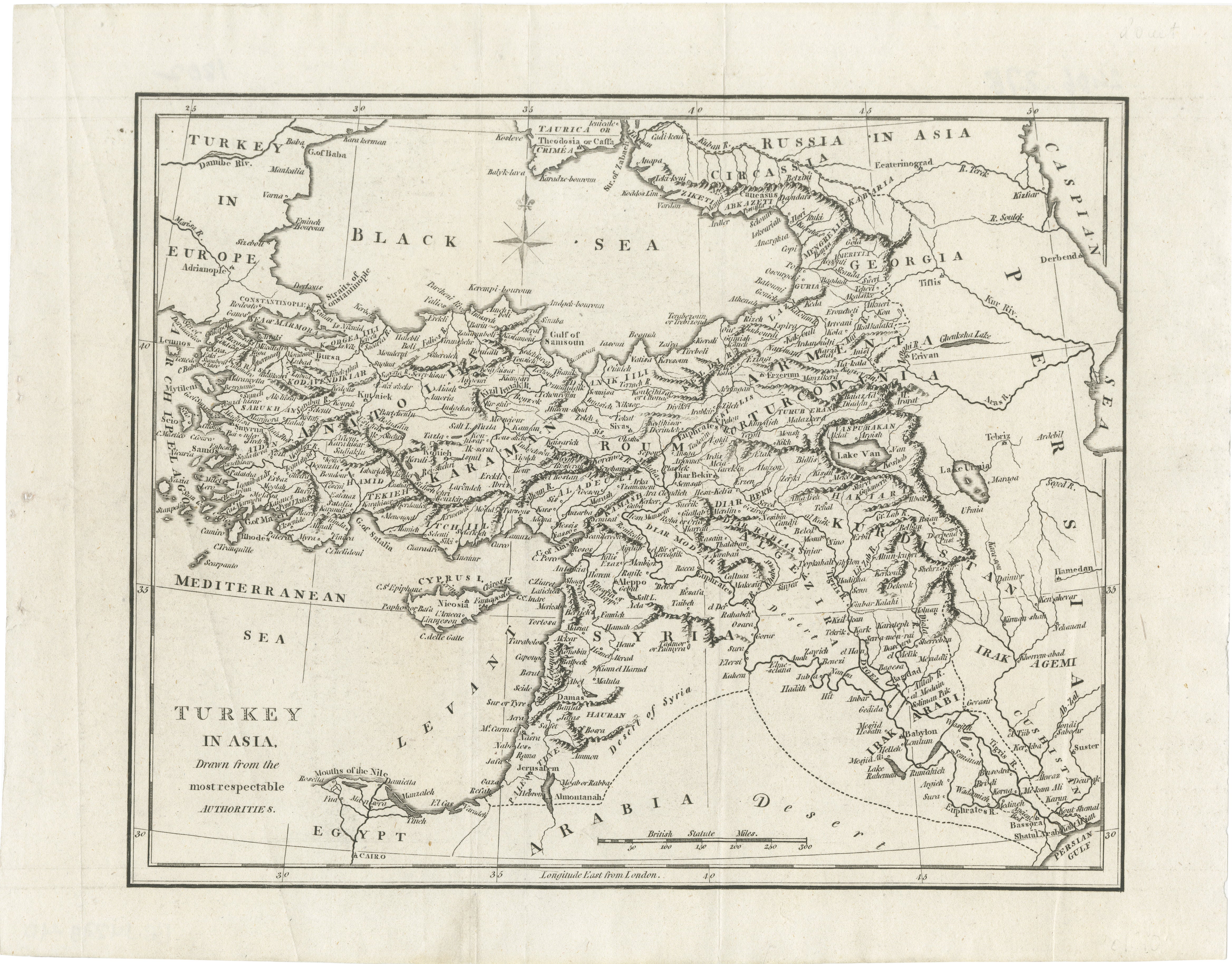Karte des Osmanischen Reiches - Türkei in Asien, Syrien und Mesopotamien, um 1830