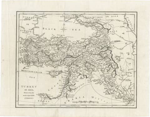 Ottoman Empire Map — Turkey in Asia, Syria & Mesopotamia, c.1830