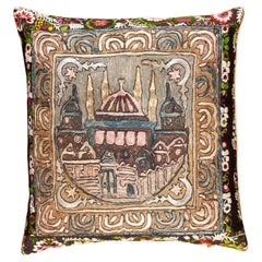 Ottoman-Era Embroidered Minaret Pillow Cover