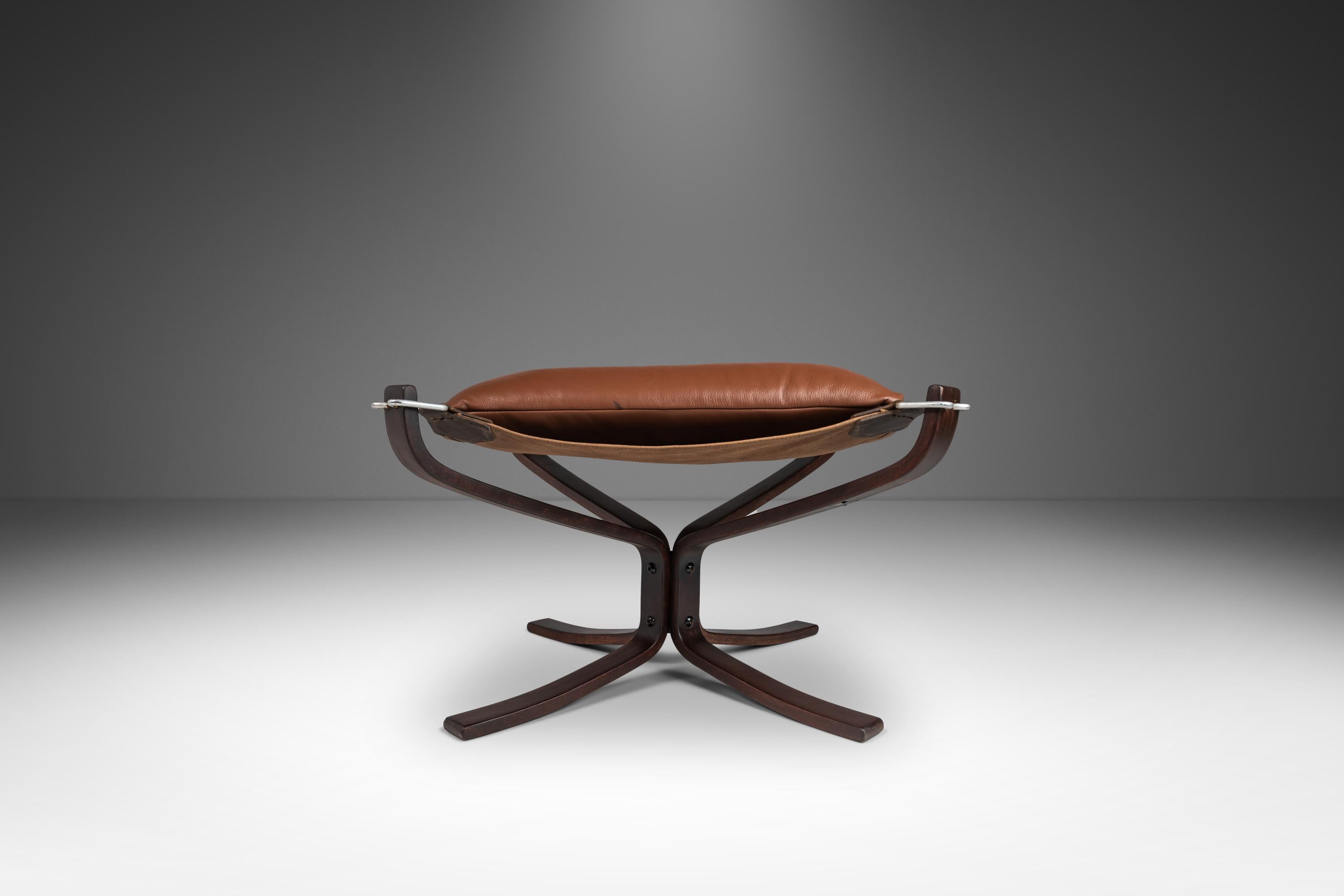 Mid-Century Modern Ottoman for Falcon Chair in Leather by Sigurd Ressel for Vatne Møbler, c. 1970's For Sale
